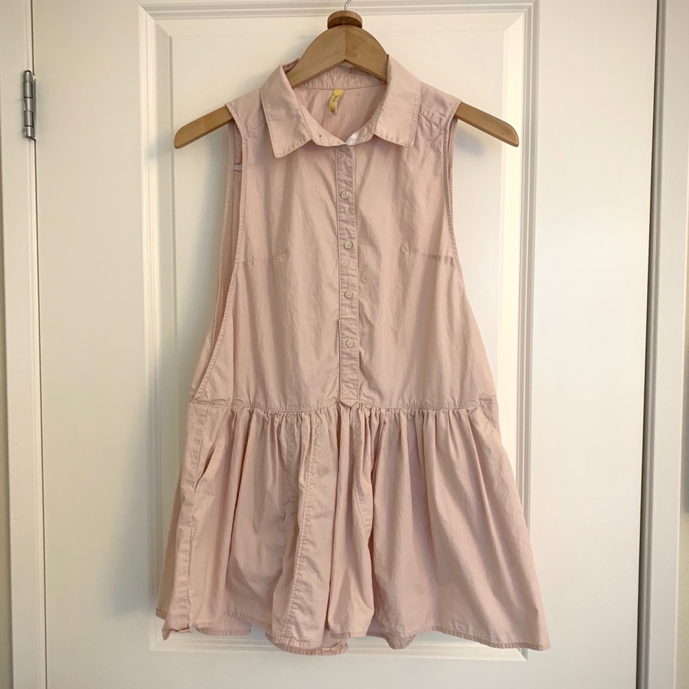 Free People pink sleeveless peplum top